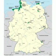 Karte von Deutschland mit den Nationalparks. 