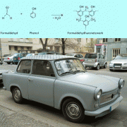 Die Karosserie des PKW Trabant besteht aus einem Phenoplast. 
