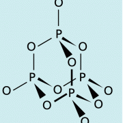 schematische Darstellung der Käfigstruktur von Phosphorpentoxid 