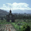 Die als Gedenkstätte gestaltete Lawinenbahn bei Yungay, Peru