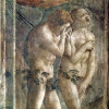 MASACCIO (1401–1429): Freskenzyklus der Brancacci-Kapelle in Santa Maria del Carmine in Florenz (1426–1428), Szenen aus dem Leben Petri, Szene: Vertreibung aus dem Paradies. 