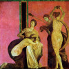 Pompejanischer Maler um 80 v. Chr.: Dionysischer Fries mit gegeißeltem Mädchen und Bacchantin, Detail;80 v. Chr., Wandmalerei, Höhe 162 cm;Pompeji, Villa dei Misteri. 