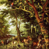 JAN BRUEGEL DER ÄLTERE: „Das Paradies“;um 1620, Öl, Eichenholz, 59 × 42 cm;Berlin, Gemäldegalerie. 