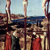 ANTONELLO DA MESSINA: „Kreuzigung“;1455, Tempera auf Holz, 39 × 23,5 cm;Bukarest, Muzeul de Arta. 