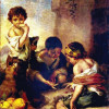 BARTOLOMÉ ESTEBAN PEREZ MURILLO: „Kinder beim Würfelspiel“;1665–1675, Öl auf Leinwand, 140 × 108 cm;München, Alte Pinakothek. 