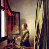 VERMEER VAN DELFT: „Brieflesendes Mädchen am offenen Fenster“;um 1658, Öl auf Leinwand;Dresden, Gemäldegalerie. 