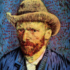 VINCENT VAN GOGH: „Selbstporträt mit grauem Filzhut“;1887–1888, Öl auf Leinwand;Amsterdam, Van Gogh Museum.(kleine Striche) 