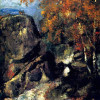 PAUL CÉZANNE: „Felsen im Wald von Fontainbleau“;1865–1868, Öl auf Leinwand, 41 × 33 cm;Privatsammlung. 