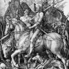 Ritter, Tod und Teufel, Entwurf: ALBRECHT DÜRER, Ausführung: ALBRECHT DÜRER, 1513,Kupferstich, 250 x 190 mm, Privatsammlung 