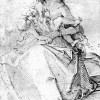 HANS BALDUNG GRIEN: Maria, das nackte Kind mit ihren Haaren bedeckend,1510–1511,Feder in Schwarz, auf Papier, Leiden, Universität, Prentenkabinet, 