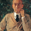 SERGEJ WASSILJEWITSCH RACHMANINOW (1873–1943) auf einem Gemälde von KONSTANTIN ANDREJEWITSCH SOMOW aus dem Jahr 1925