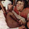 PIETER BRUEGEL D. Ä.: Bauerntanz, Detail: Ein Dudelsackspieler.
Das Bild entstand um 1568, es wurde in Öl auf Holz gemalt und befindet sich im Kunsthistorisches Museum in Wien. 